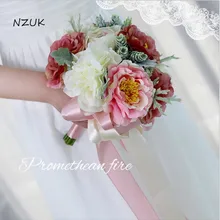 Роскошные букеты свадебные принадлежности невесты Свадебный букет ручной работы искусственный шелк Роза Гортензия цветок SPH09