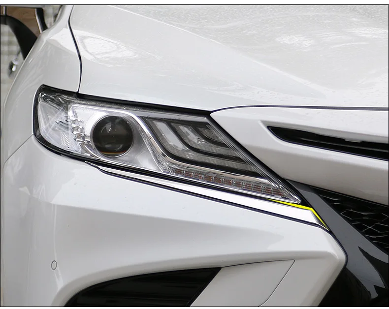 Аксессуары для стайлинга автомобилей для Toyota Camry- Хром Передняя фара лампа век брови полосы крышка отделка