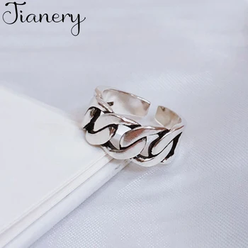 

JIANERY Fashion Silver Color Hollow Chain Rings For Women Engagement Statement Finger Ring