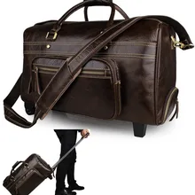 Мужские сумки для переноски из натуральной кожи, сумки для сна на выходные, чехол на колесиках 18 дюймов, дорожная сумка в деловом стиле с колесами, большая дорожная сумка