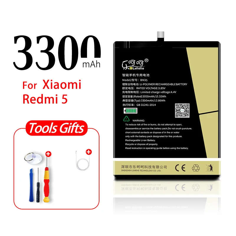 Аккумулятор LEHEHE BN35 для Xiaomi Redmi 5 3300 мАч литий-полимерный сменный аккумулятор с инструментами подарки - Цвет: BN35