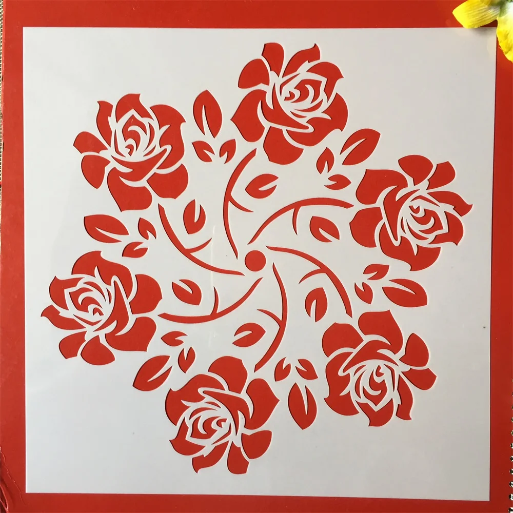 

New 30*30cm Big Rose Flower Hex Mandala DIY Layering Stencils Painting Scrapbook Coloring Embossing Album Decorative Template