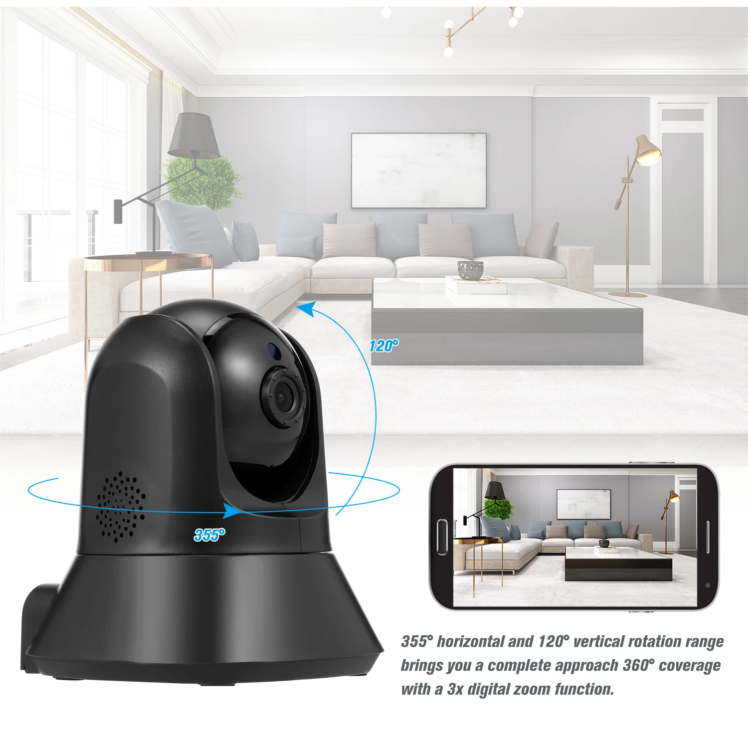 Wireless 1080P IP Camera WiFi Security Surveillance Camera Baby Monitoring Nanny Elder Pet Pan/Tilt P2P APP Connection Audio