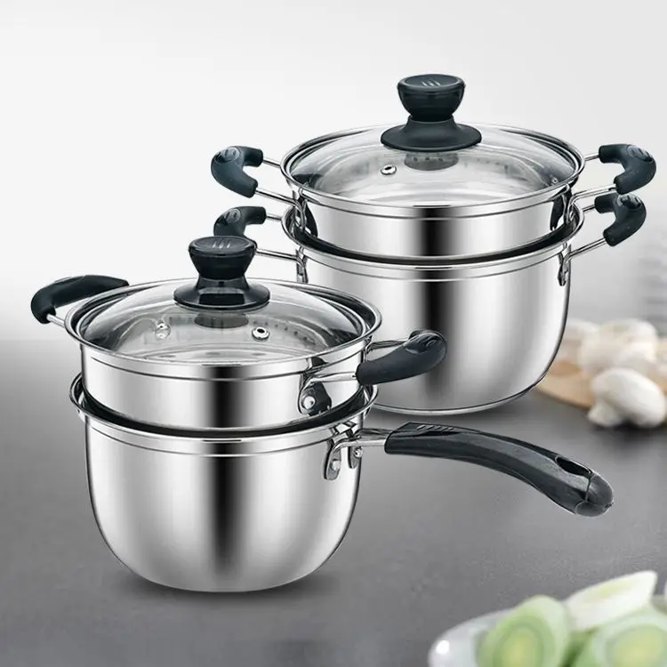 

Thick Stainless Steel Milk Pot Small Steamer Mini Stew Pot Milk Noodle Cooking Pot Infant Dietary Supplement