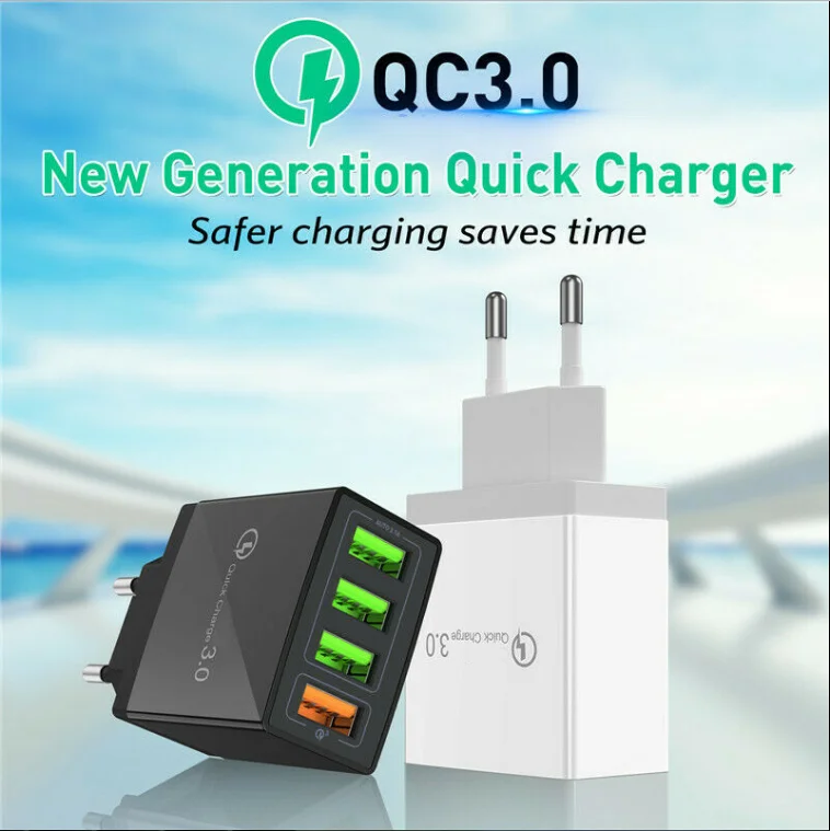 Универсальное зарядное устройство USB Quick Charge 3,0 4 порта адаптер для быстрой зарядки для iPhone samsung huawei настенное зарядное устройство EU/US/UK штекер