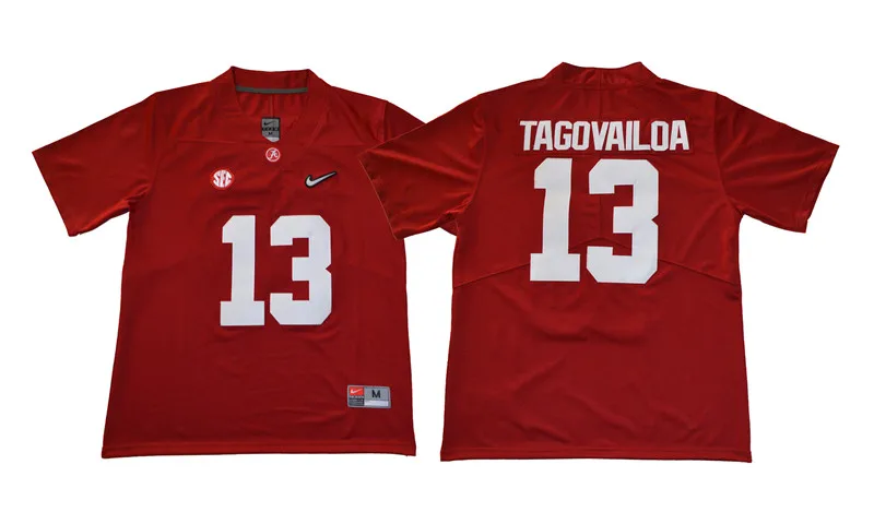 2 Мужские футболки Alabama 13 Tua Tagovailoa 13 - Цвет: 2