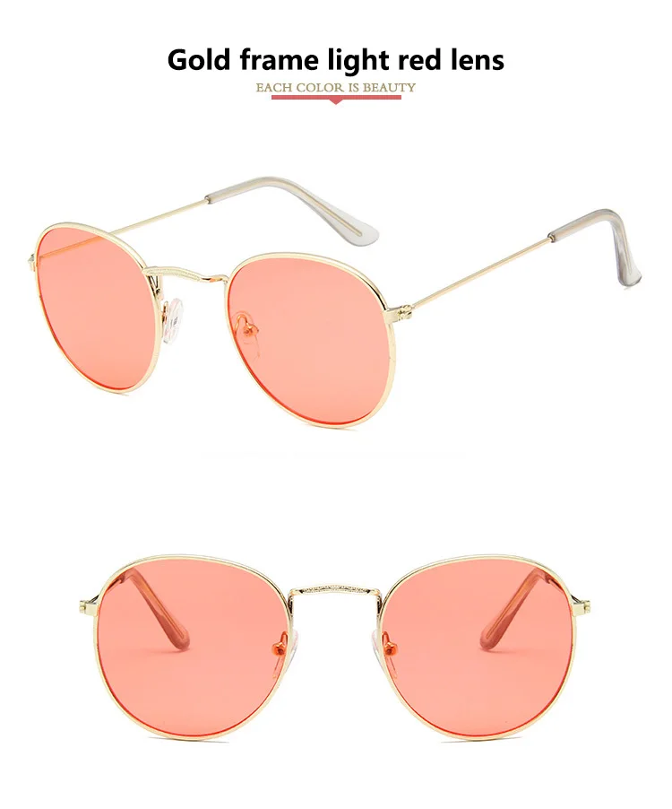 cute sunglasses Fashion Small Round Metal Frame Sunglasses Men and Women Vintage Retro Dazzle Color Reflective Ladies Brand Sun Glasses UV400 designer sunglasses for women