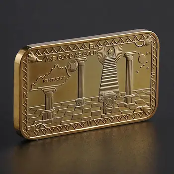 

Free and Accepted Masons Gold Bar Masonic Symbol Token Gold Bullion Bar Collectibles Coin