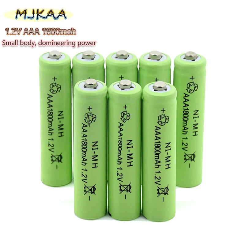 

4/8/12Pcs Top Brand Green Rechargeable Battery AAA 1800 mAh Pre/Stay Charge Ni-MH Cells Batteries HR03, LR03