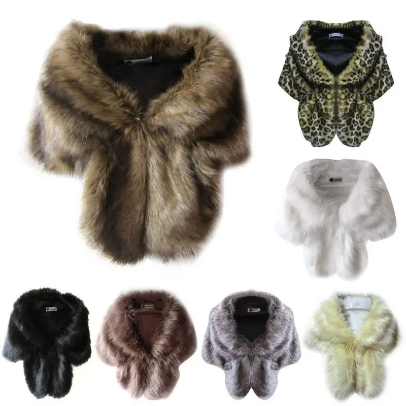 Abrigos de piel sintética para mujer, chaqueta cálida de invierno, chal de bolero, prendas de vestir exteriores, capa para dama, ropa de diario