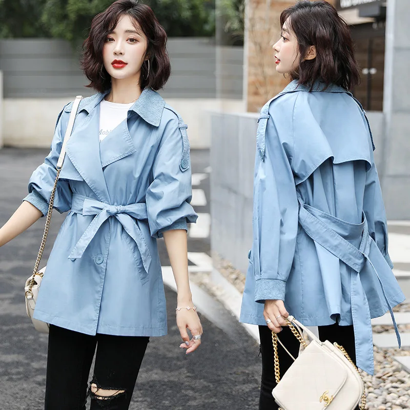 

Autumn Clothing New Style Korean-style BF Loose-Fit Popular Hong Kong Style Jacket Short Workwear Trench Coat Small Coat Fashion