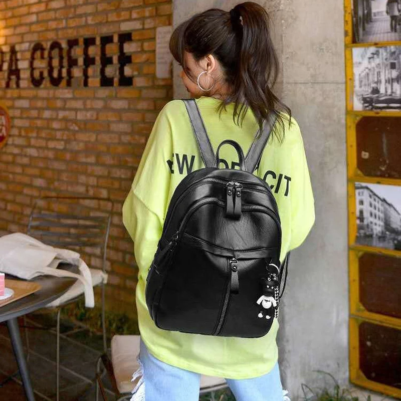 Fashion Women PU Leather Backpack Bag Cute Fashion Purse Cross Shoulder Travel Bag stylish rucksack