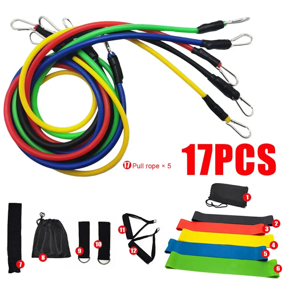 17 Pcs//Set Latex Bandes De Résistance Crossfit Formation Exercice Yoga Tubes Avec Sac