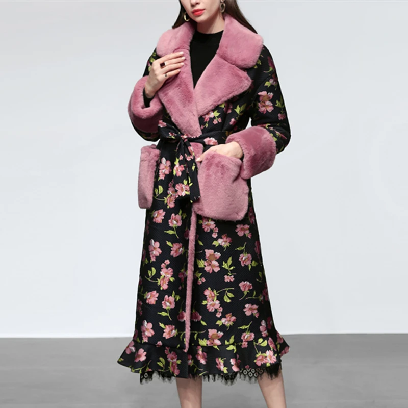 Women New Fashion Winter Long Sleeve Thicken Warm Hidden discount High quality Female Pockets V-Neck Fox Fur Faux fur coat CY571 | Женская
