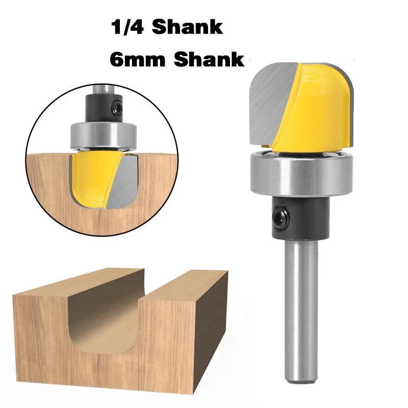 6mm 1/4 Shank Deep Round Trimming Router Bit Pattern Top Bottom Bearing Slot Carving Wood Milling Cutter | Инструменты