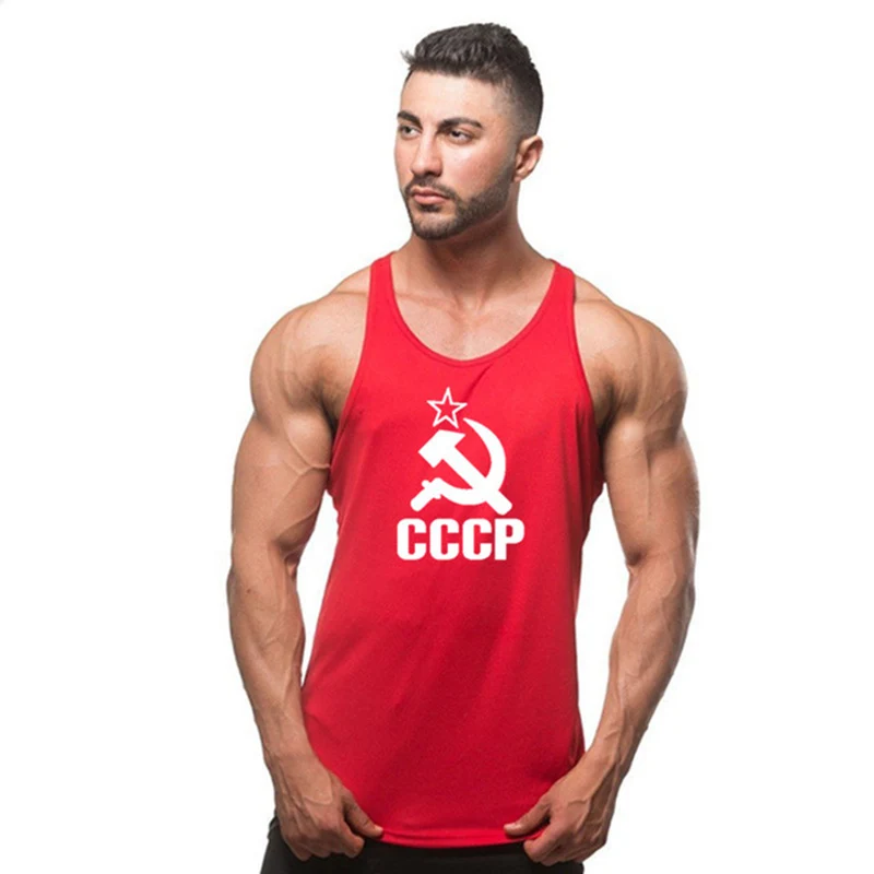 New brand Gyms Clothing Tank Tops Fitness Mens Bodybuilding Tanktops Cotton Vest For Muscle Men body Workout Sleeveless Shirt - Цвет: 6 red