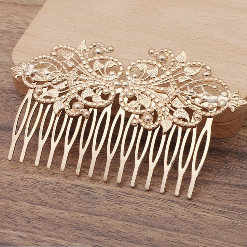 Vintage Bronze 14 Teeth Comb Hair Jewelry Charm Women Flower Motif Hairpin Hairclips Wear Barrettes Retro Decorative Accessories hair comb,jewelry accessories,hair accessory,hair clip,pearl hairpins