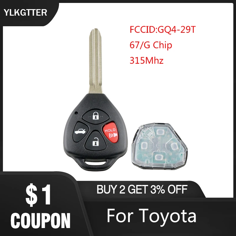 YLKGTTER 315 МГц Ключ дистанционного управления для Toyota Camry ключ Avalon Corolla Matrix RAV4 Venza Yaris