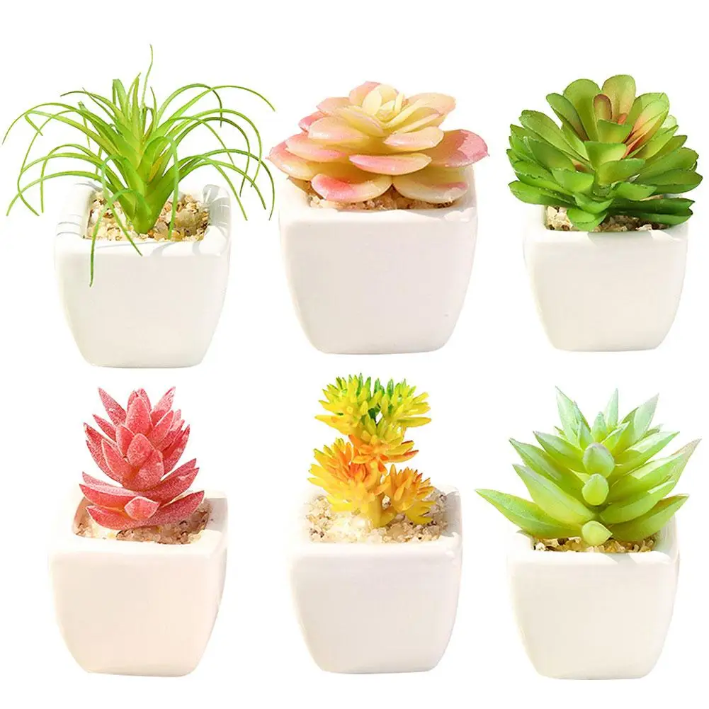 

Artificial Flower Succulent Plant Pottery Pot Bonsai Balcony Office Desk Decor