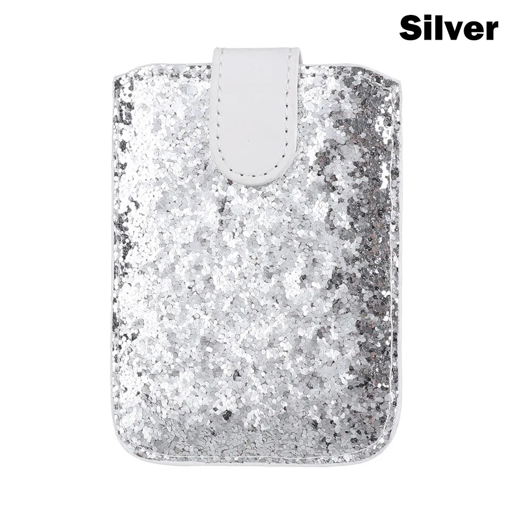 silver 5 бит для карт держатель для кредитных карт RFID Блокировка сотового телефона кошелек модный универсальный чехол с блестками самоклеящийся карман для телефона - Цвет: silver
