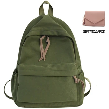 

High Quality Waterproof Nylon Backpack Female Pure colour schoolbag Women backpack Leisure Travel Backpack Book Mochila