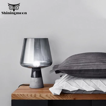 

Modern Metal Glass Table Lamp Nordic Simple Design Smoke Grey Table Light Art Deco Bedside Living Room Study Table Light Fixture