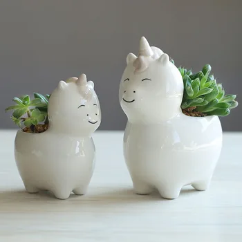 

Ceramics Succulent Plant Pot Cute Animal Flower Planter Flower Pot Create Design Lovely Little Animals Home Garden Bonsai Pots