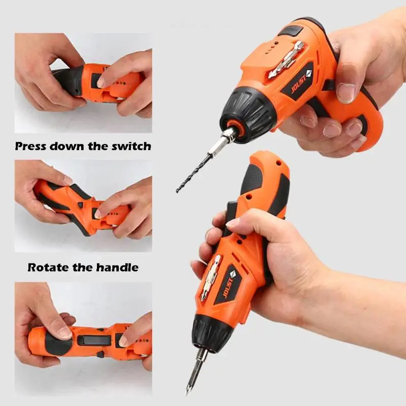 

4.2V Mini Electric Screwdriver Rechargeable Cordless Hand Drill Screw Driver Kit USB Charging Wireless LED Lighting