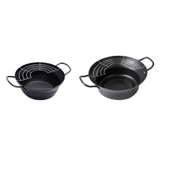 

Hot Easy Pour Non Stick Coating Tempura Fryer Pot with Oil Drip Drainer Rack Made in Japan Mini Deep Fry Pan