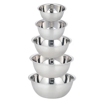 

5pcs Portable Cooking Tableware Stacked Stainless Steel Wear Resistant BBQ Camping Bowl Set Lightweight Outdoor Picnic Practical