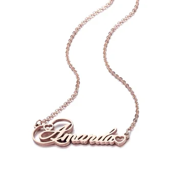 

Custom Personalized Name Necklace with hollow Hearts Stainless Steel Necklaces Choker For Women Jewelry