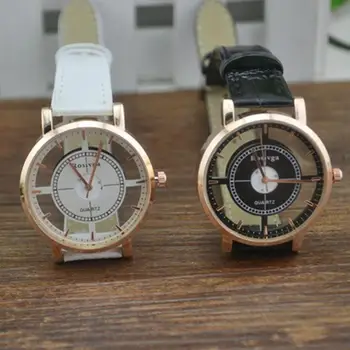 

HobbyLane Couple Students Round Dial Pointer Display Hollow Out Watch Transparent Fashion Personality Wristwatch