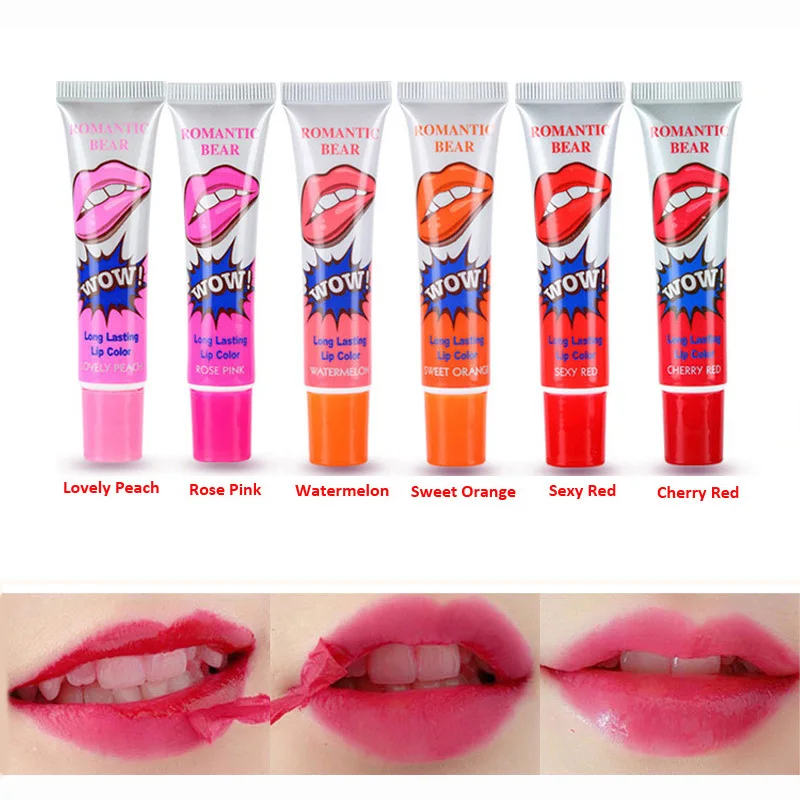 

Romantic Bear 6 Colors Peel Off Lipstick Magic Matte Sexy Red Make up Long-lasting Lip Gloss Beauty Wow Liquid Lip Stick