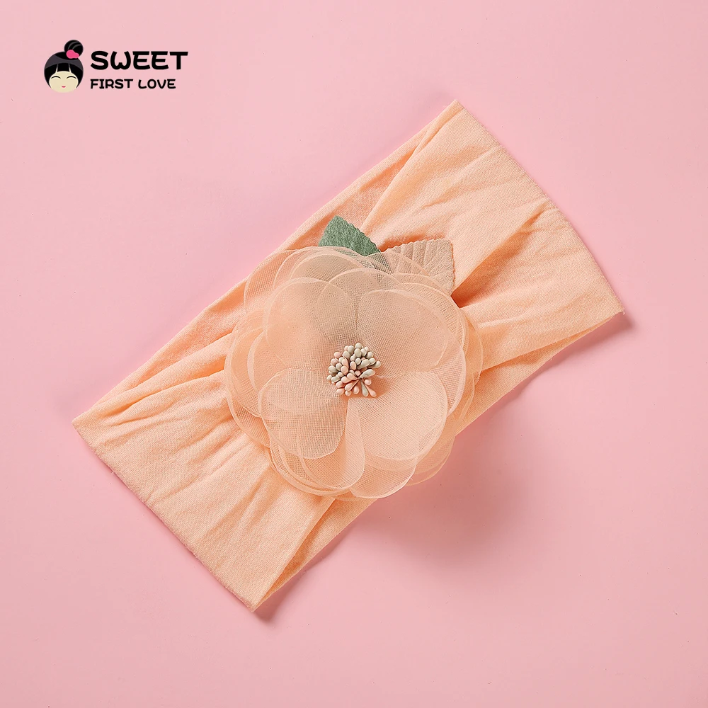4pcs Chiffon Flower Headwraps Girls Nylon Headbands kids Hair Accessories Soft Elastic Newborn Hair Bands Turban Christmas Gifts