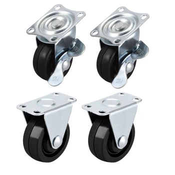 

Practical Boutique 1.5 Inch Casters Wheels Rubber Top Plate Mounted Swivel Fixed Caster Wheel, 44Lb Capacity, 4 Pcs 2 Pcs Swivel