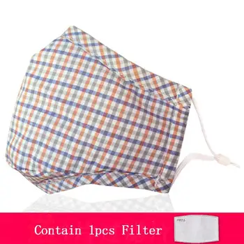 

Kids PM2.5 Filter Cotton Mask Dustproof Anti-fog Protective Mask Face Guard Plaid Pattern Baby Mask