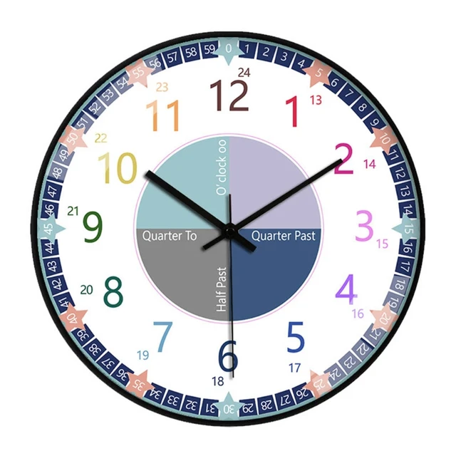 2021 Educational Wall Clock for Children Kid's Teaching Clock Learn to Tell Time for Home school Classroom Teachers and Parents 1