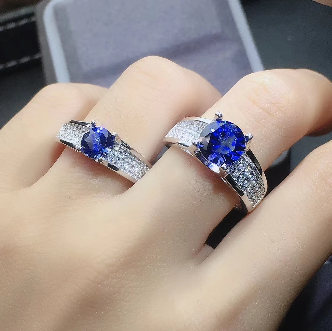 Изысканное синее сапфировое кольцо из драгоценных камней для мужчин и женщин, кольцо на День святого Валентина, натуральный камень, серебро 925 пробы, подарок на день рождения