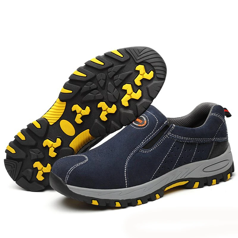 Steel Toe Safety Boots Men Work Shoes Men Work Boots Breathable Slip on Casual Security Shoes