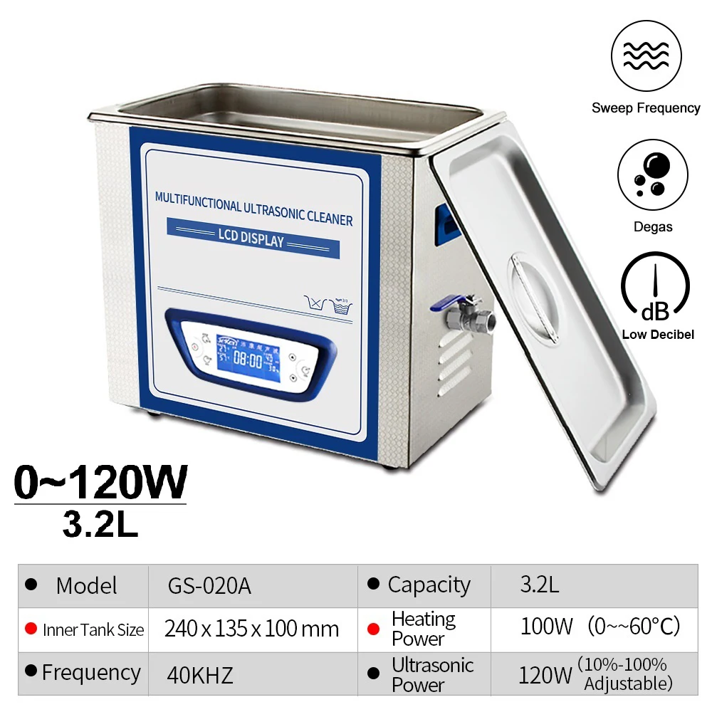  GENENG 3.2L Ultrasonic Cleaner cleaning machine Degas Sweep Frequency Low noise for circuit boards 