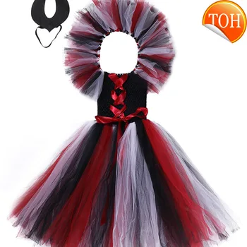

Girl Maleficent 2 Dress Up Clothes Sleeveless Evil Princess Tutu Dress with Devil Horn Halloween Costume for 2-12T