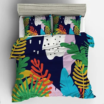 

Bedding 3Pcs Set Digital Printed Quilt Cover Pillow Case Geometric Stripes Plain Soft Comfortable Home Textile Products