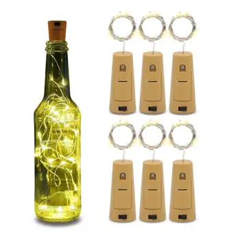 

6pcs 2M LED Fairy String Lights Cork Wine Bottle Light Starry Night Lamp Decoration For Bedroom Christmas Birthday Party