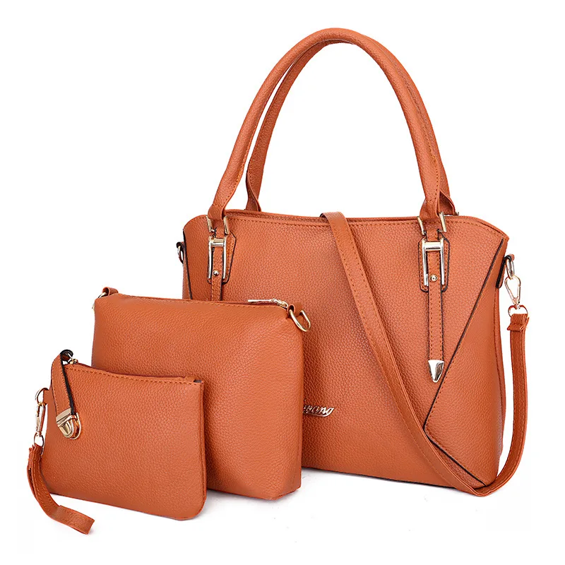 

2018 Autumn And Winter New Style WOMEN'S Bag Fashion Three-piece Set One-Shoulder Handbag Simple Splicing Package