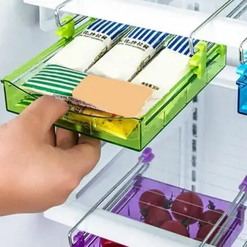 

Refrigerator Storage Box Creative Pull-out Rack Layered Shelf Plastic Kitchen Box Goods Tools Desk Household Storage Separa K9T7