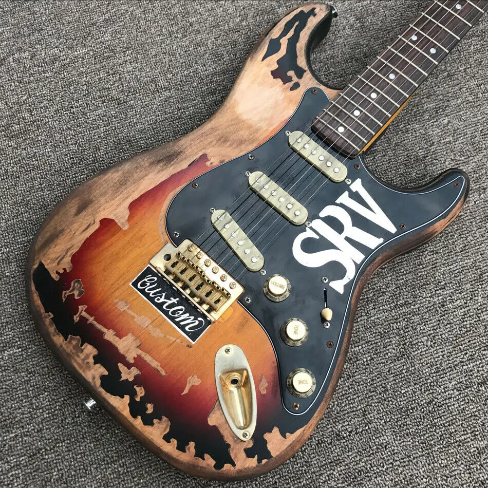 Заводская винтажная электрическая гитара Sunburst Relic, ручная работа SRV aged relic st электрогитара с ольховым корпусом
