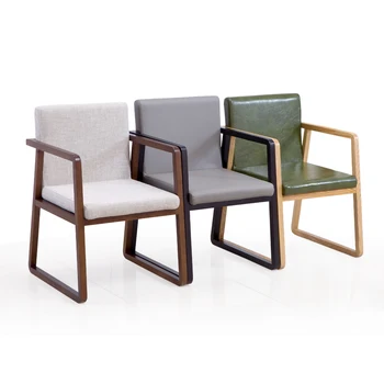 

Nordic Solid Wood Dining Chair Coffee Restaurant Lounge Chair Hotel Conference Chair Study Modern Fabric Back Armchair