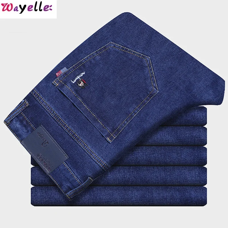

Autumn and Winter Wild Men's Jeans Simple Fashion Embroidered Large Size Comfortable Long Pants Straight Casual Jeans