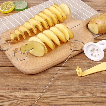 

Spiral Potato Cutter Tuscom Tornado Spiral Cutter Slicer Chips Spits Tower Making Stainless Steel Twist Shredder