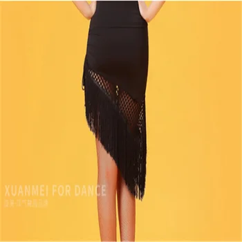 

New Latin Half Skirt Women Cha Cha Rumba Samba Fringe Sexy Leopard Dance Skirts Female Adults Performance Training Latino Dress